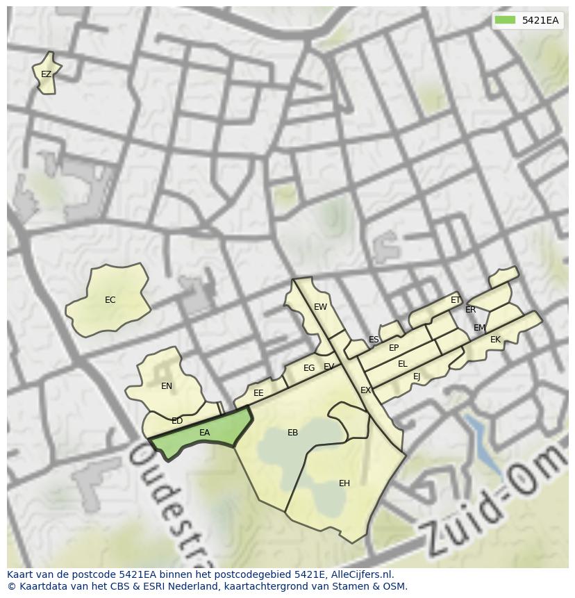 Afbeelding van het postcodegebied 5421 EA op de kaart.