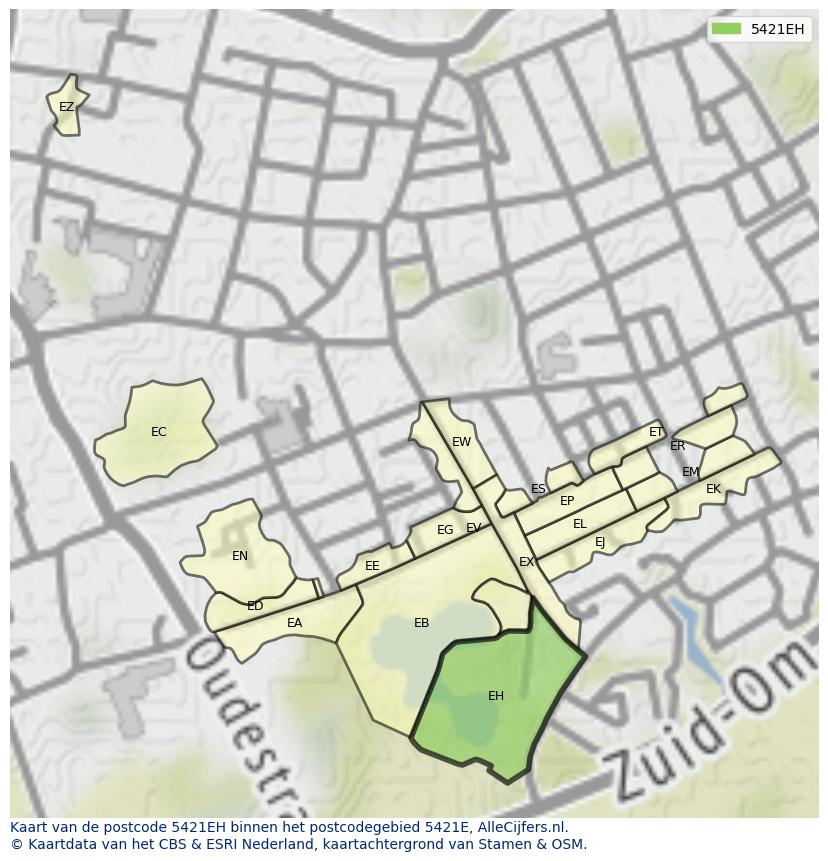 Afbeelding van het postcodegebied 5421 EH op de kaart.