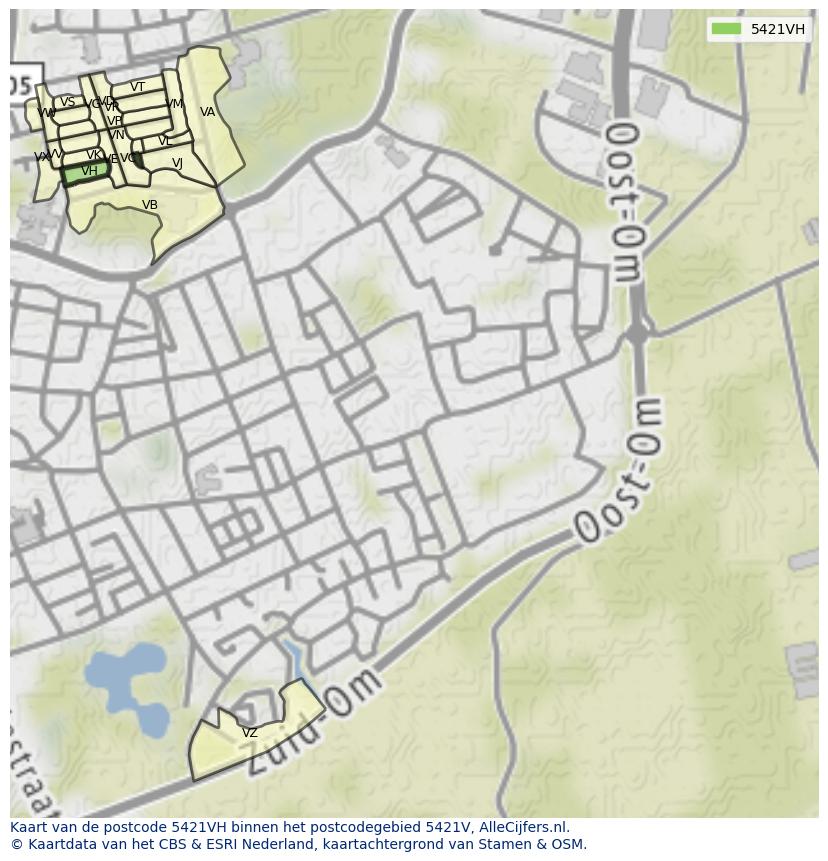 Afbeelding van het postcodegebied 5421 VH op de kaart.