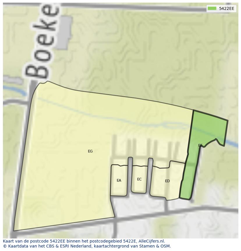 Afbeelding van het postcodegebied 5422 EE op de kaart.