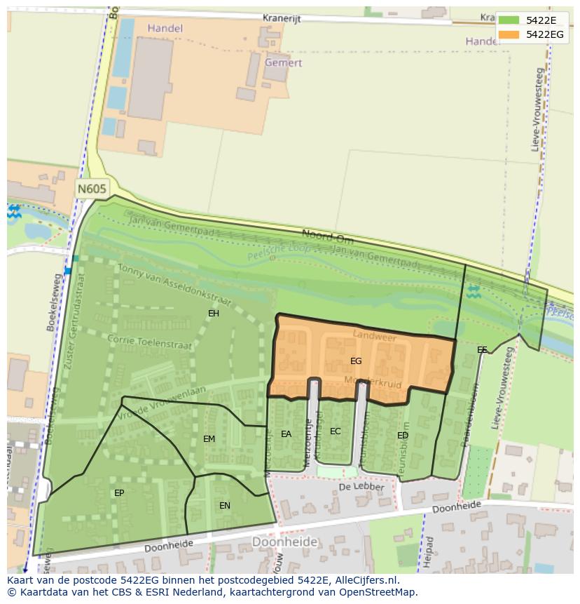 Afbeelding van het postcodegebied 5422 EG op de kaart.