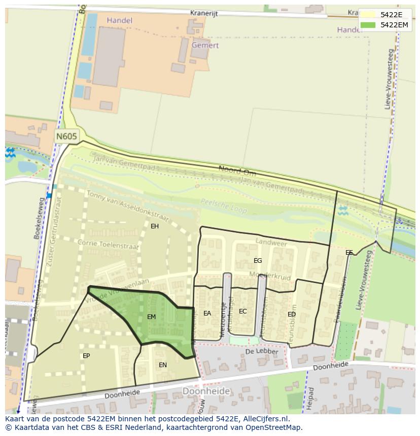 Afbeelding van het postcodegebied 5422 EM op de kaart.