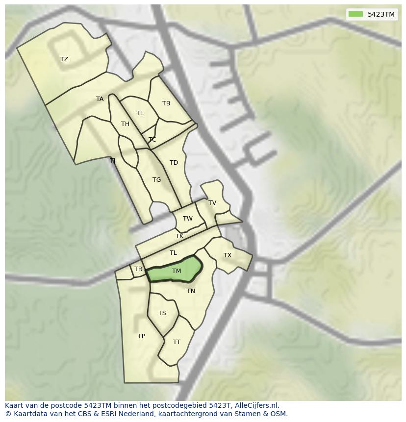 Afbeelding van het postcodegebied 5423 TM op de kaart.