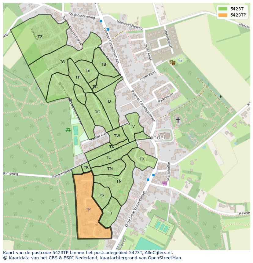 Afbeelding van het postcodegebied 5423 TP op de kaart.