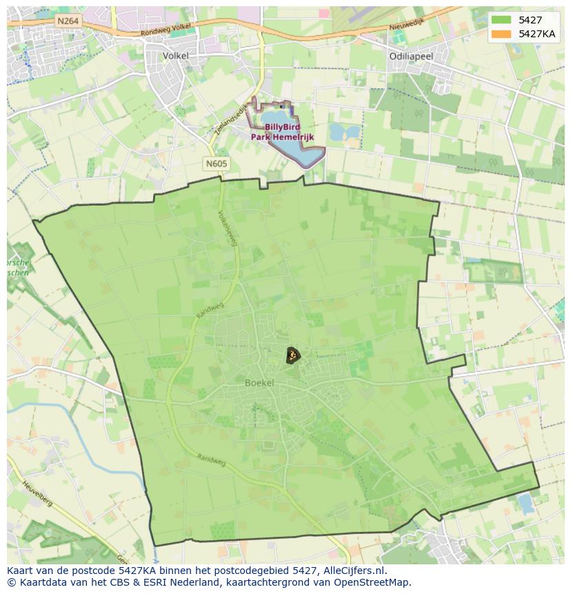 Afbeelding van het postcodegebied 5427 KA op de kaart.