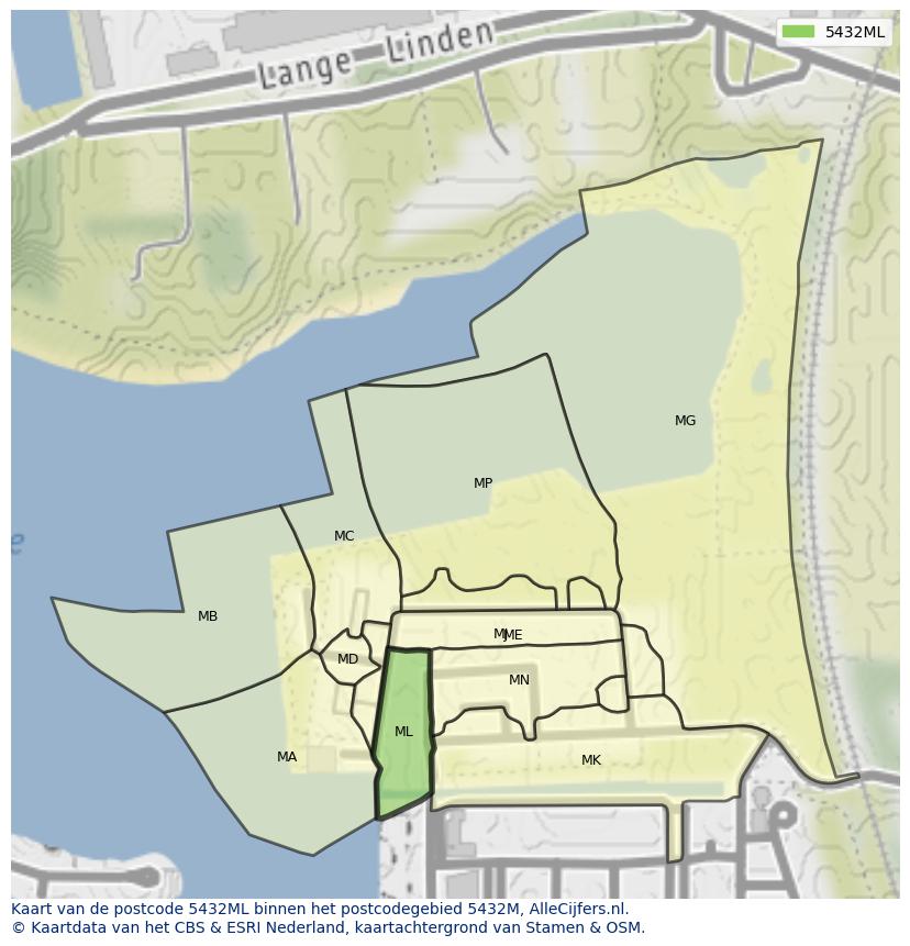 Afbeelding van het postcodegebied 5432 ML op de kaart.