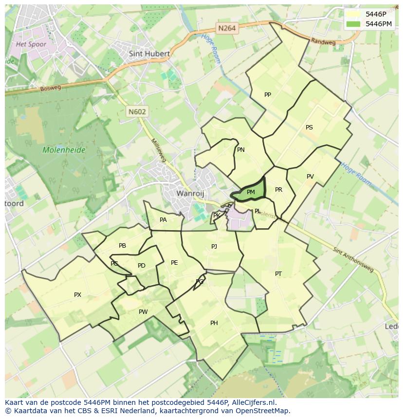 Afbeelding van het postcodegebied 5446 PM op de kaart.