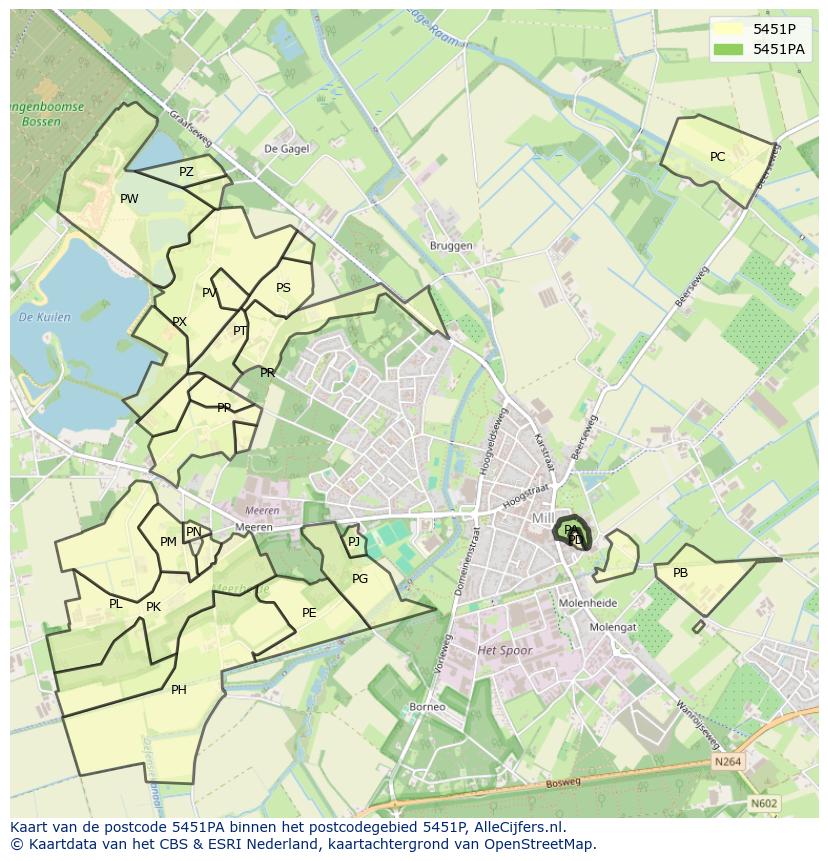 Afbeelding van het postcodegebied 5451 PA op de kaart.