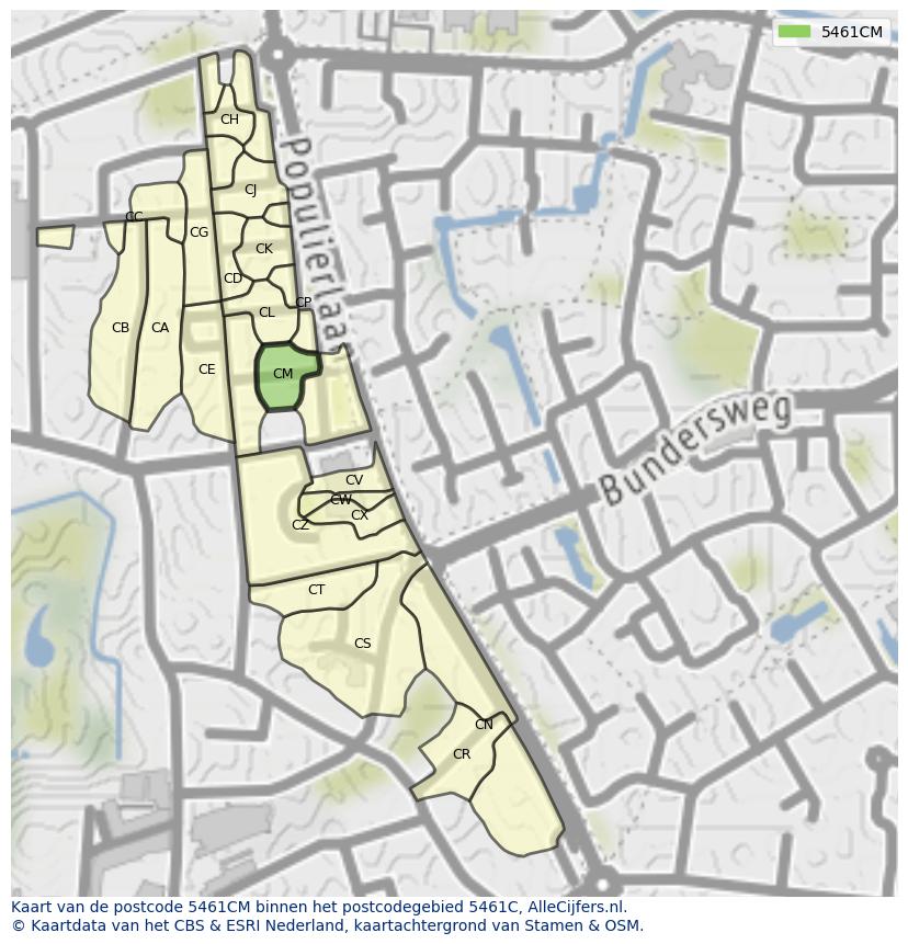 Afbeelding van het postcodegebied 5461 CM op de kaart.