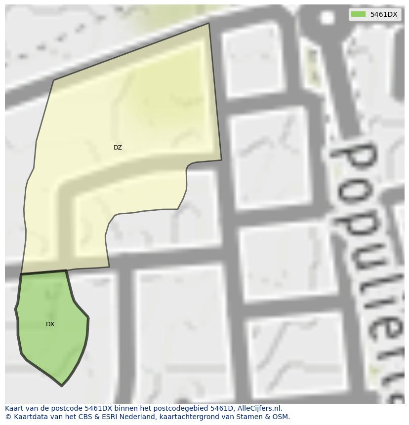 Afbeelding van het postcodegebied 5461 DX op de kaart.