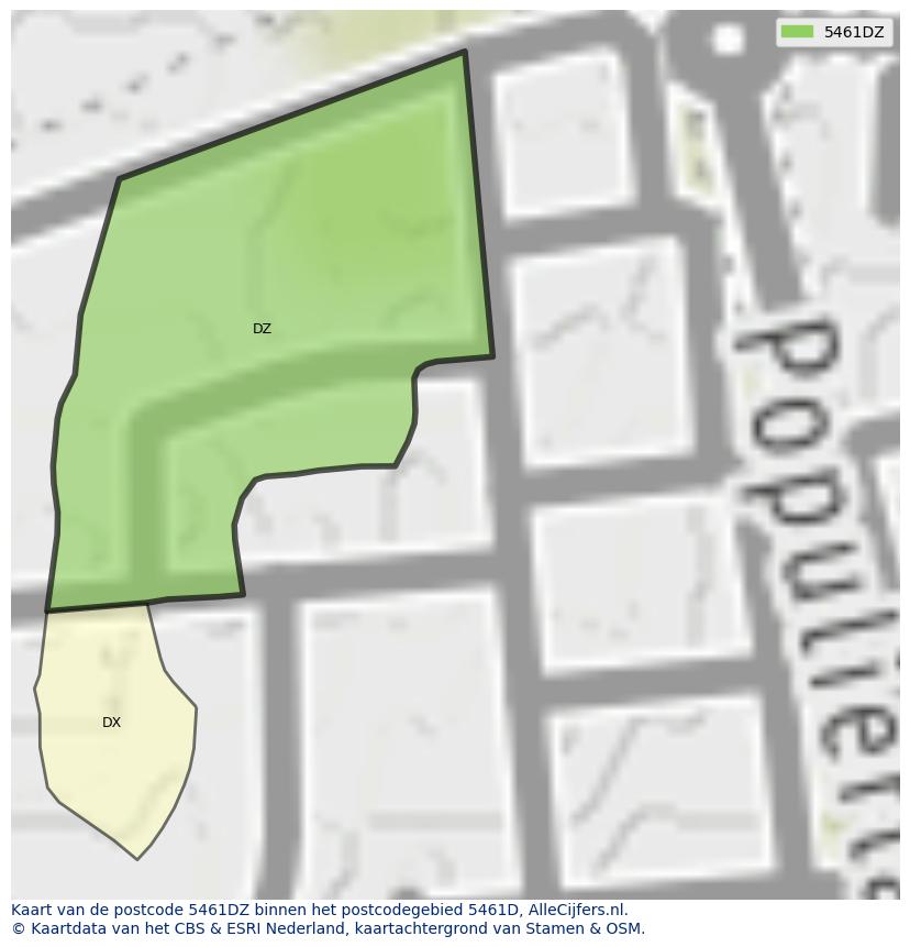 Afbeelding van het postcodegebied 5461 DZ op de kaart.
