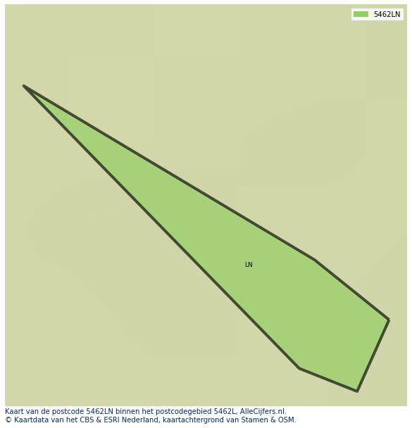 Afbeelding van het postcodegebied 5462 LN op de kaart.