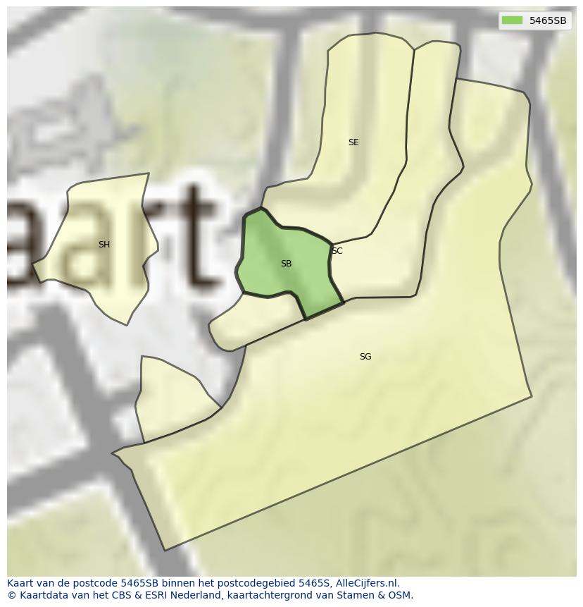 Afbeelding van het postcodegebied 5465 SB op de kaart.