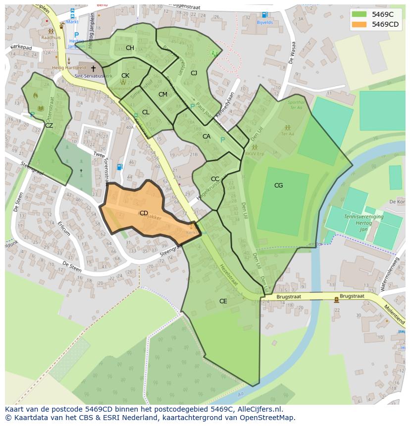 Afbeelding van het postcodegebied 5469 CD op de kaart.