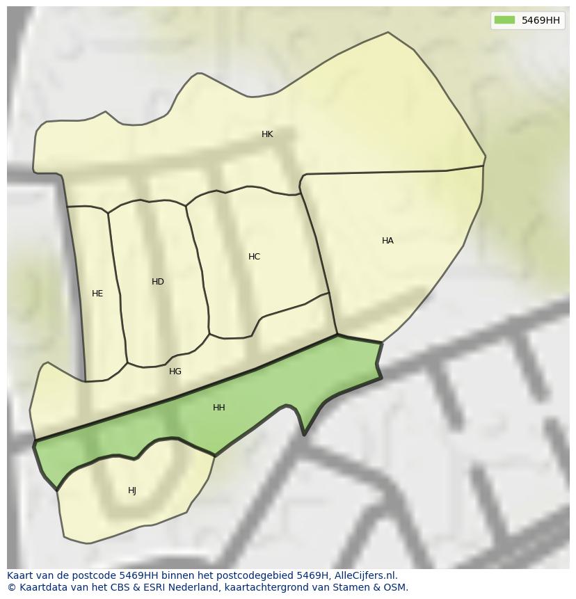 Afbeelding van het postcodegebied 5469 HH op de kaart.