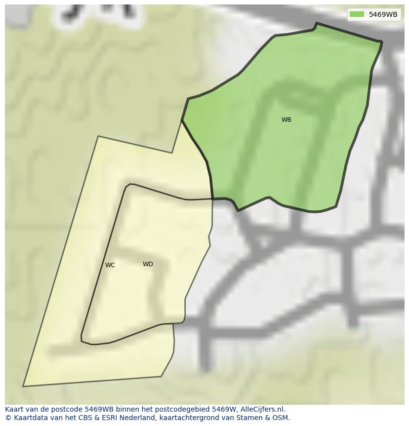 Afbeelding van het postcodegebied 5469 WB op de kaart.