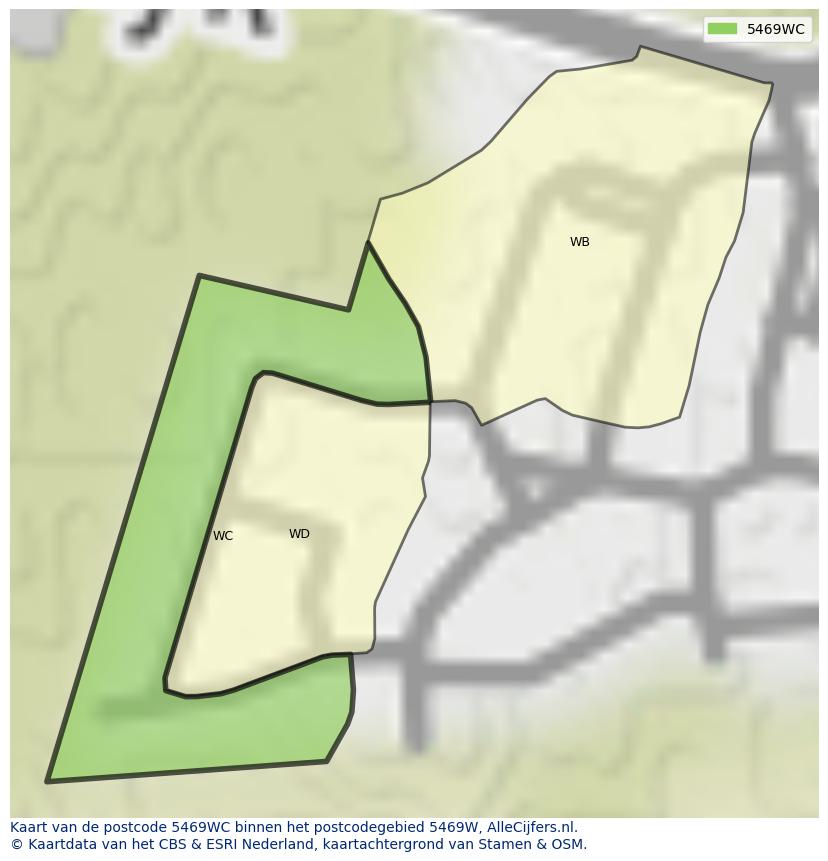 Afbeelding van het postcodegebied 5469 WC op de kaart.