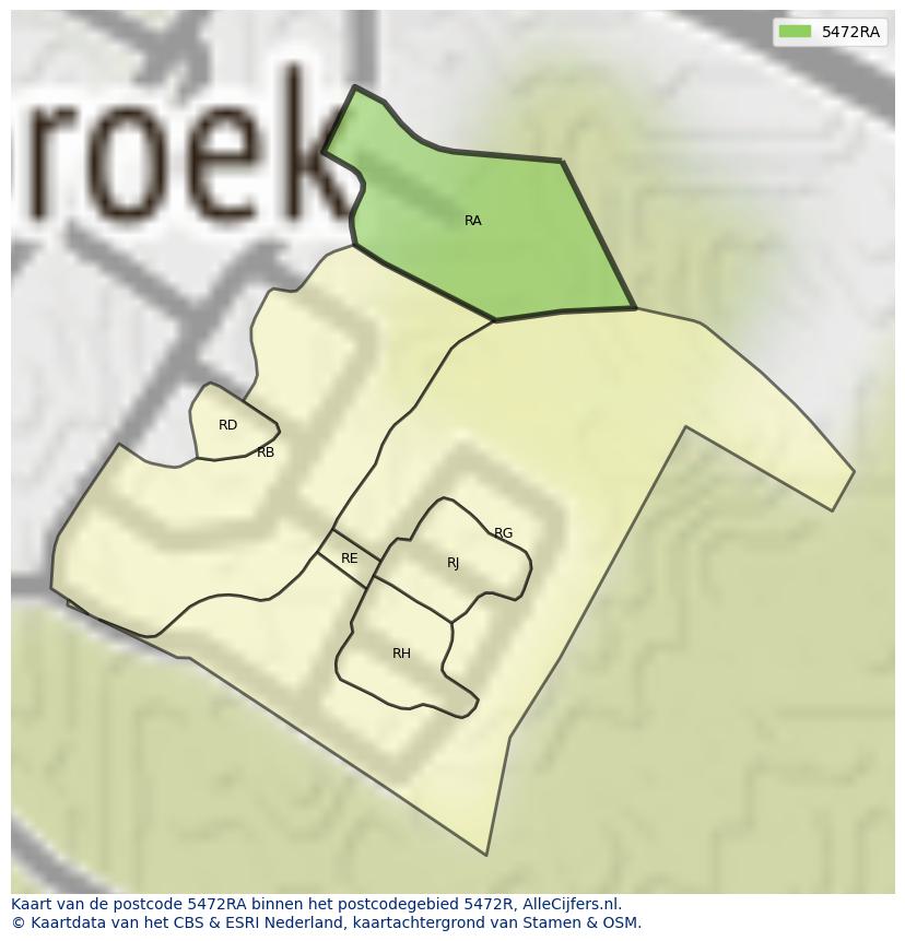 Afbeelding van het postcodegebied 5472 RA op de kaart.