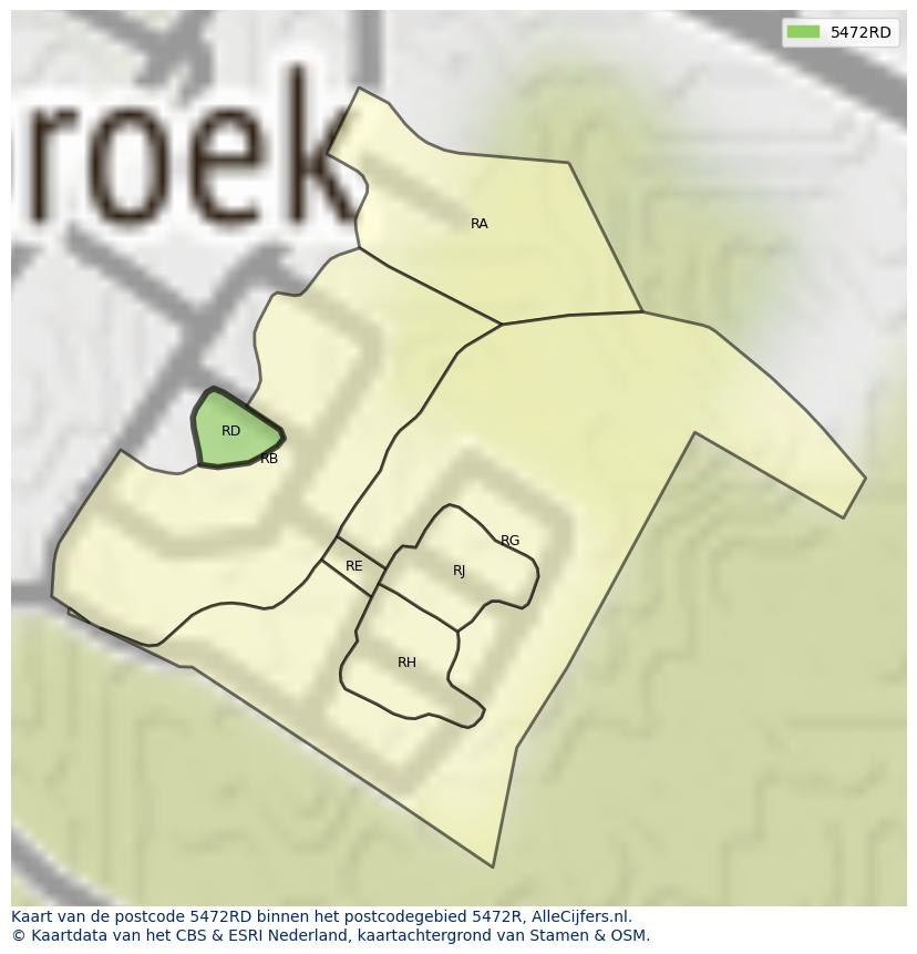 Afbeelding van het postcodegebied 5472 RD op de kaart.