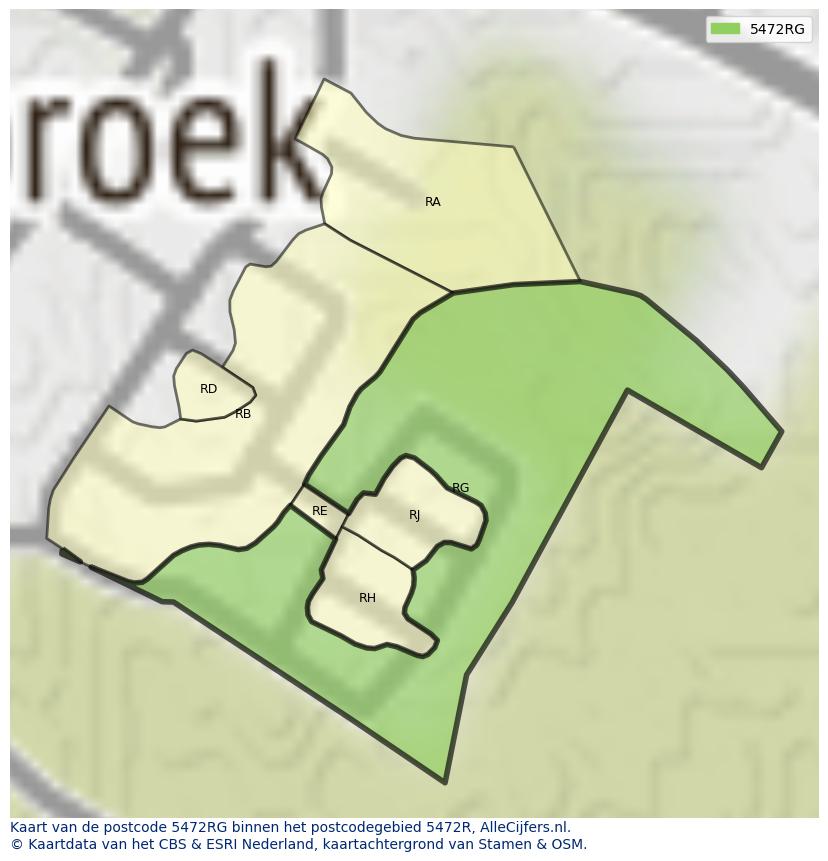 Afbeelding van het postcodegebied 5472 RG op de kaart.