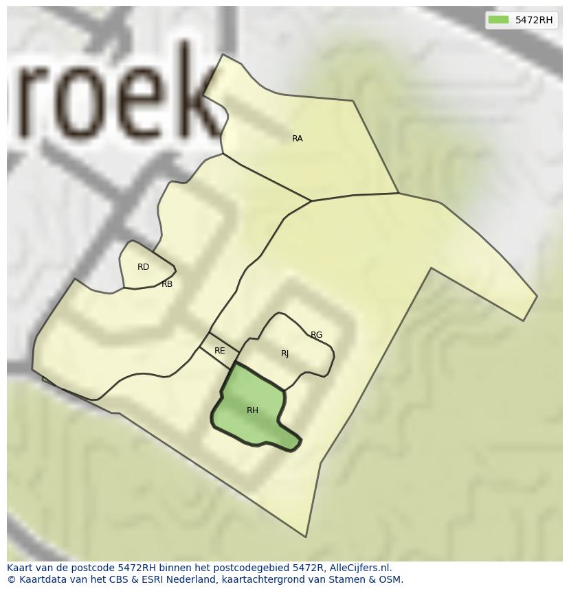 Afbeelding van het postcodegebied 5472 RH op de kaart.