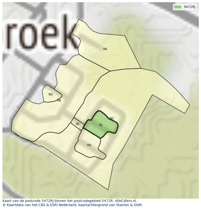 Afbeelding van het postcodegebied 5472 RJ op de kaart.