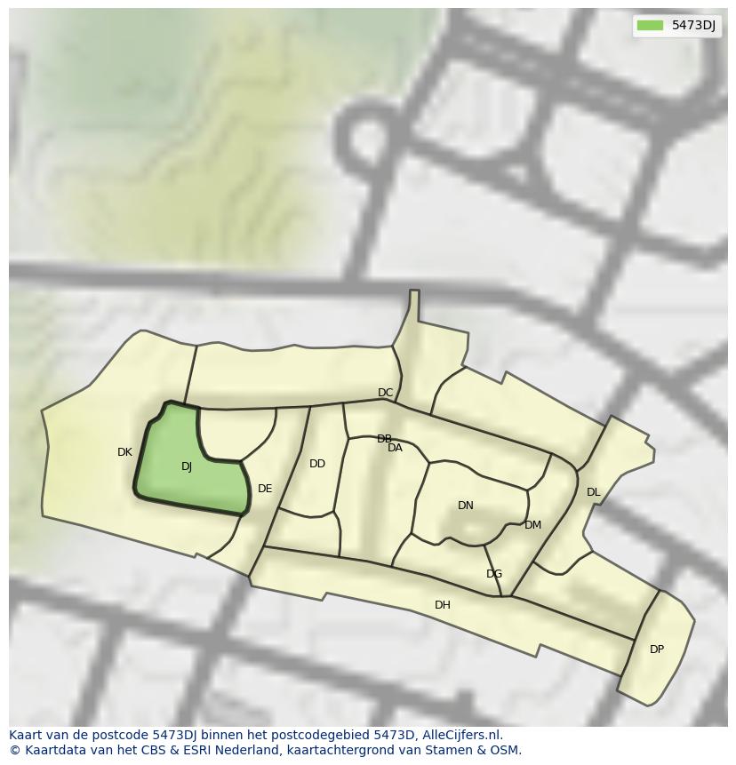 Afbeelding van het postcodegebied 5473 DJ op de kaart.