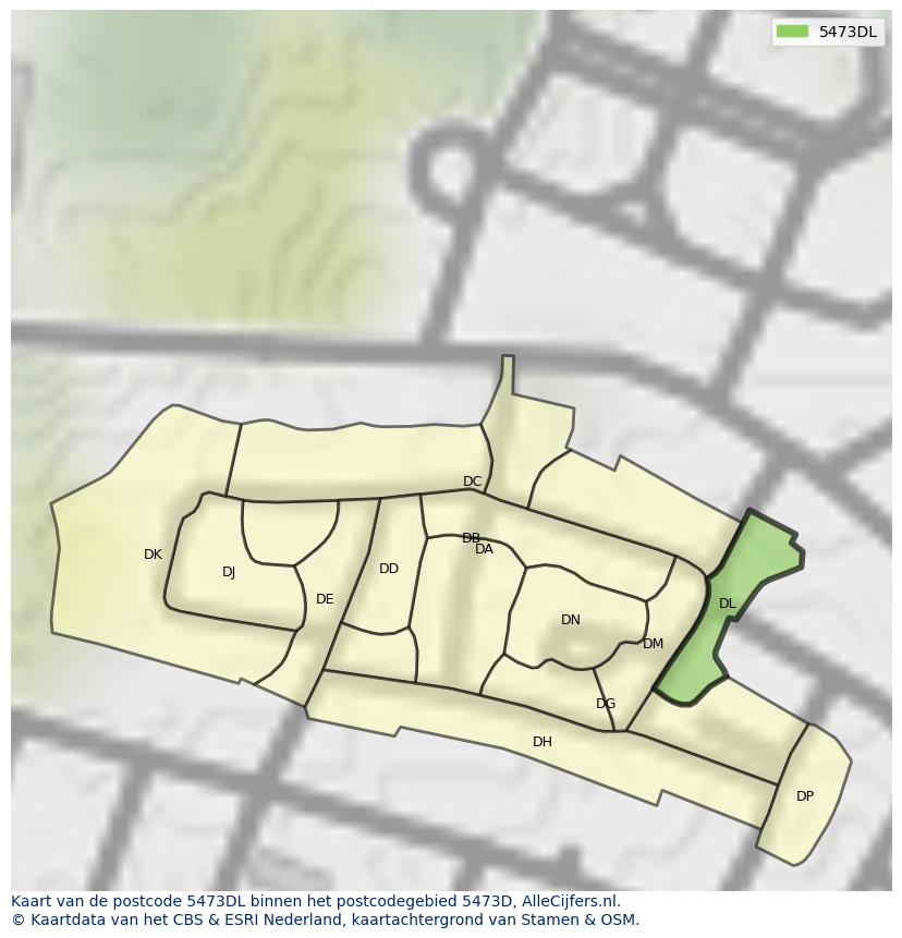 Afbeelding van het postcodegebied 5473 DL op de kaart.