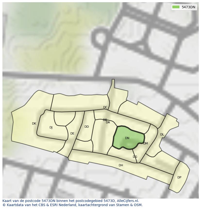 Afbeelding van het postcodegebied 5473 DN op de kaart.