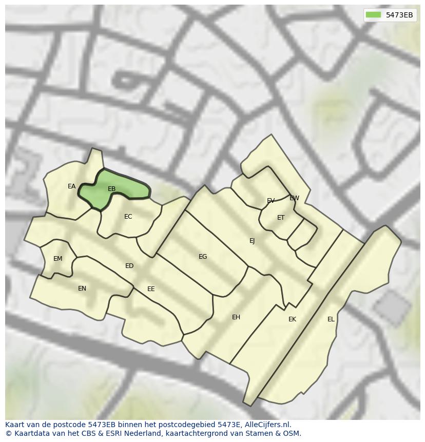 Afbeelding van het postcodegebied 5473 EB op de kaart.