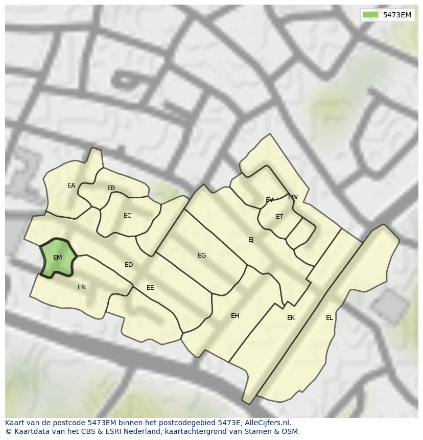 Afbeelding van het postcodegebied 5473 EM op de kaart.