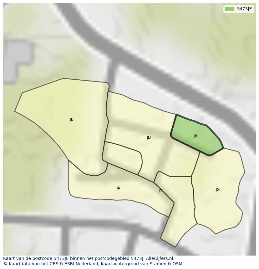 Afbeelding van het postcodegebied 5473 JE op de kaart.