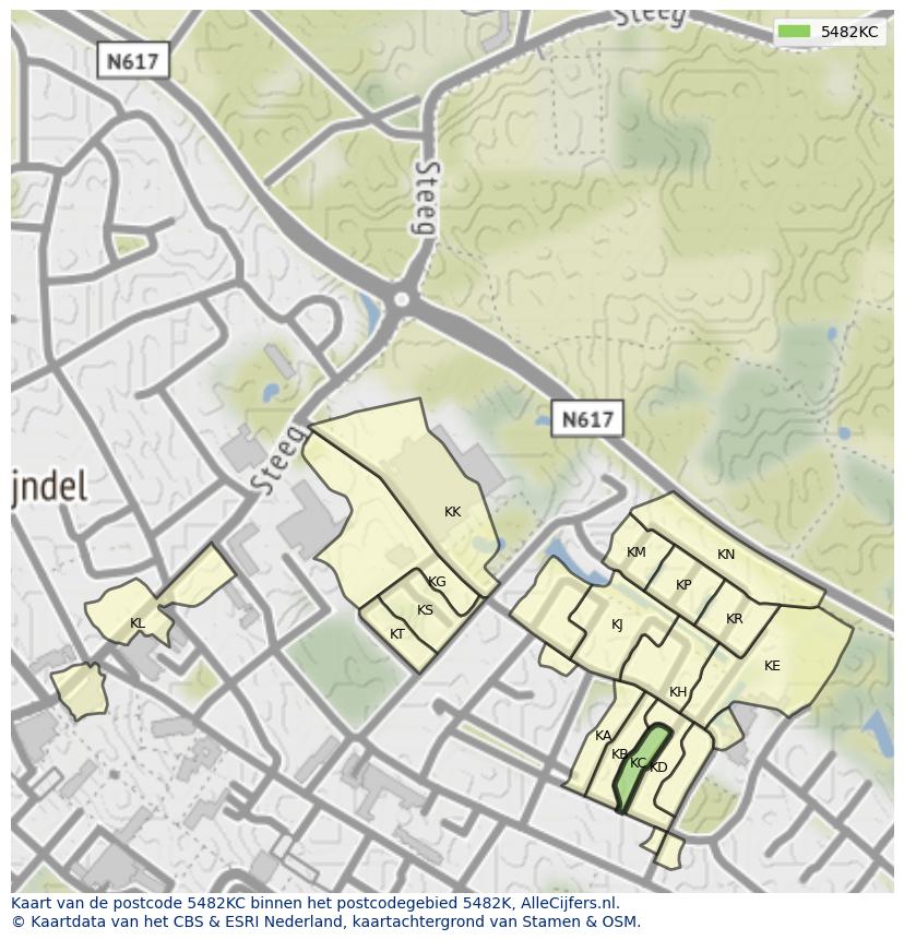 Afbeelding van het postcodegebied 5482 KC op de kaart.