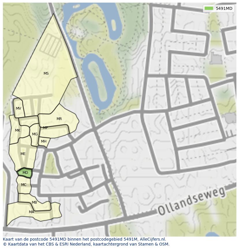Afbeelding van het postcodegebied 5491 MD op de kaart.