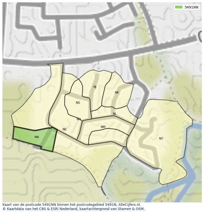 Afbeelding van het postcodegebied 5491 NN op de kaart.
