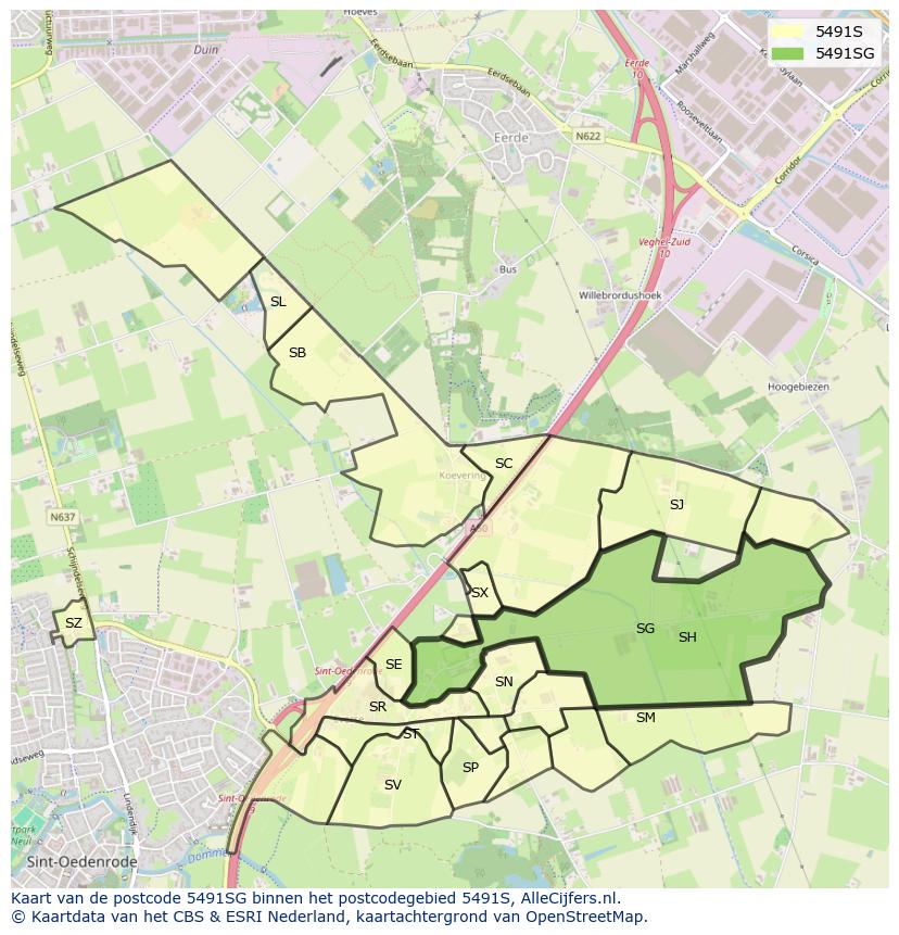 Afbeelding van het postcodegebied 5491 SG op de kaart.