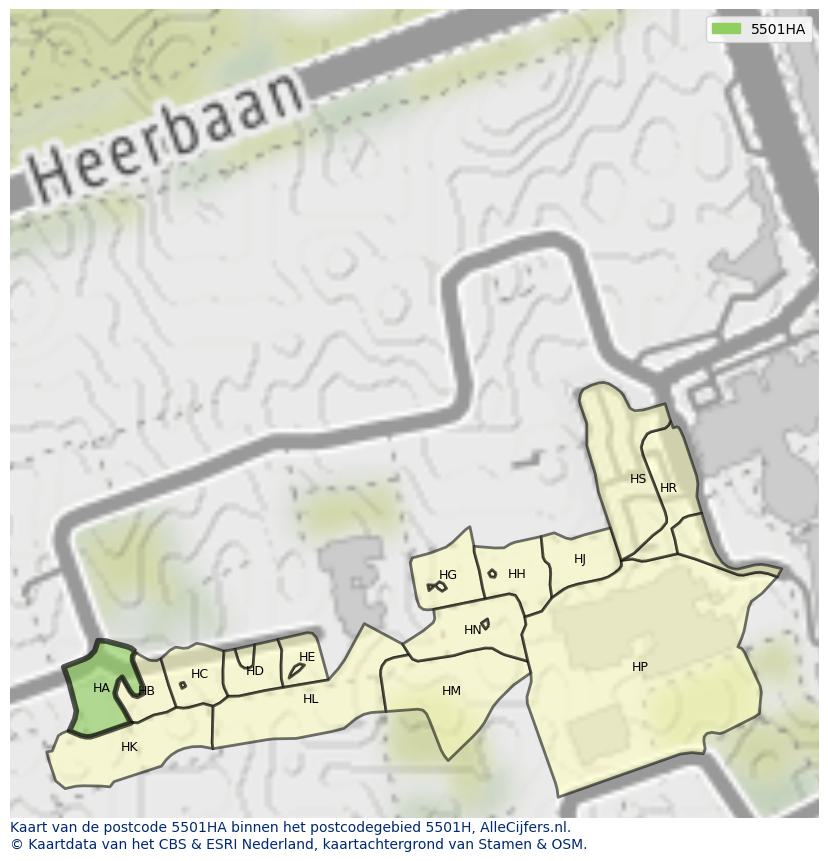 Afbeelding van het postcodegebied 5501 HA op de kaart.