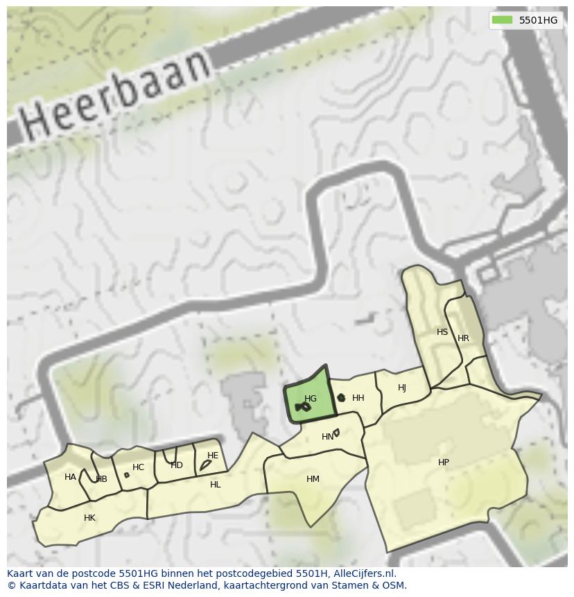 Afbeelding van het postcodegebied 5501 HG op de kaart.