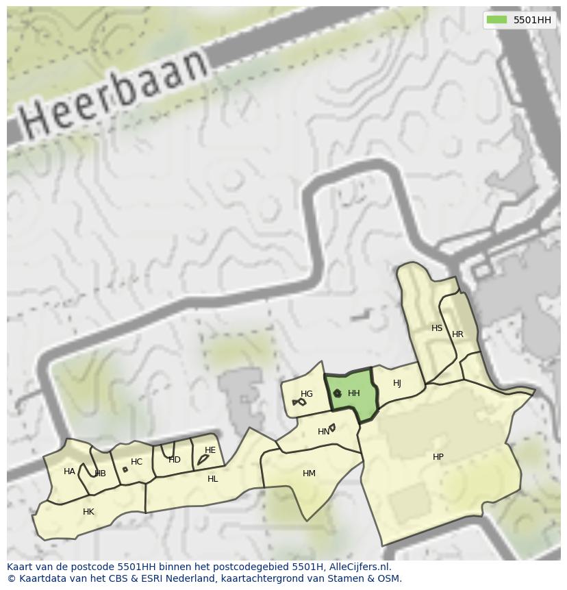 Afbeelding van het postcodegebied 5501 HH op de kaart.