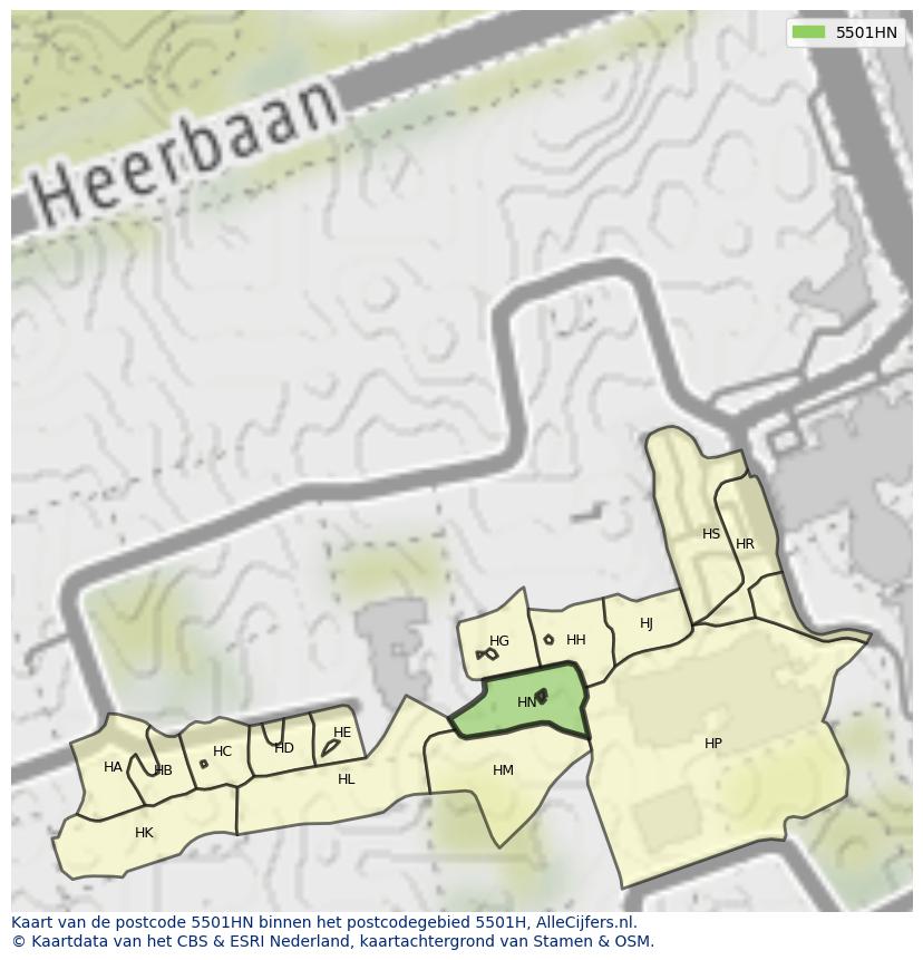 Afbeelding van het postcodegebied 5501 HN op de kaart.
