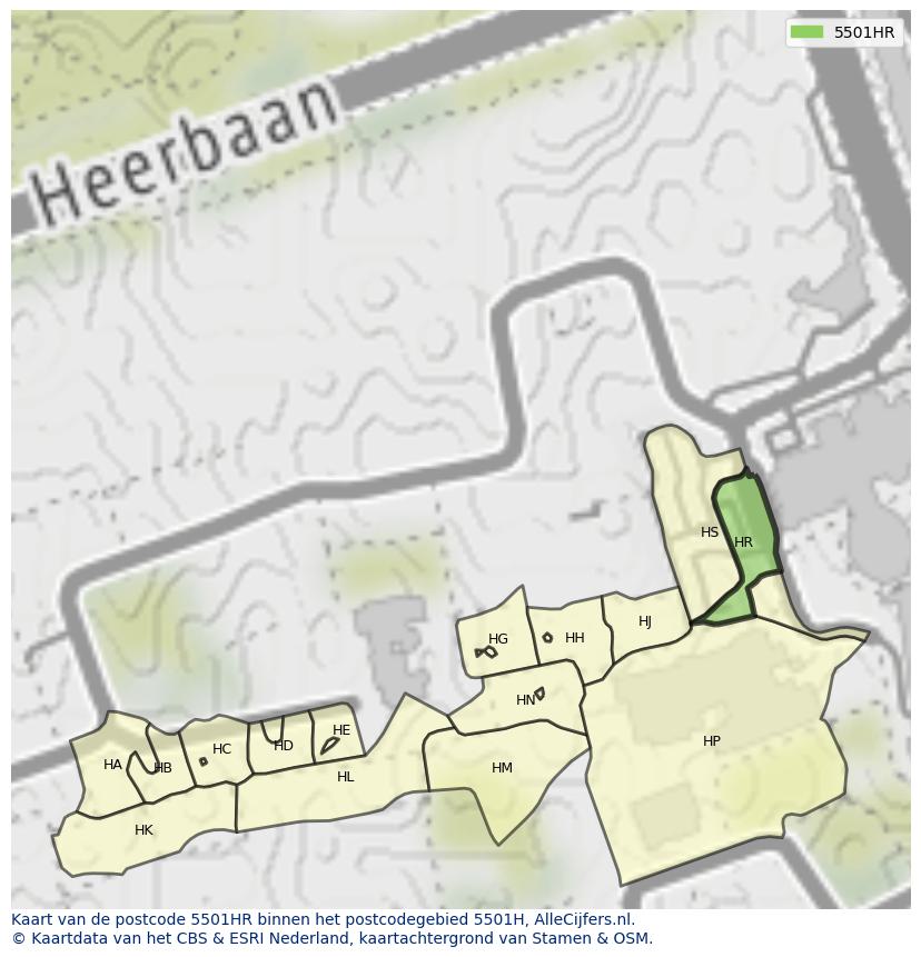 Afbeelding van het postcodegebied 5501 HR op de kaart.
