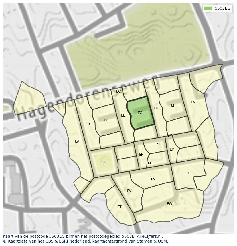 Afbeelding van het postcodegebied 5503 EG op de kaart.