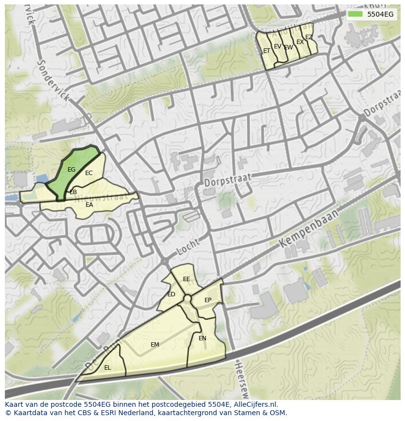 Afbeelding van het postcodegebied 5504 EG op de kaart.