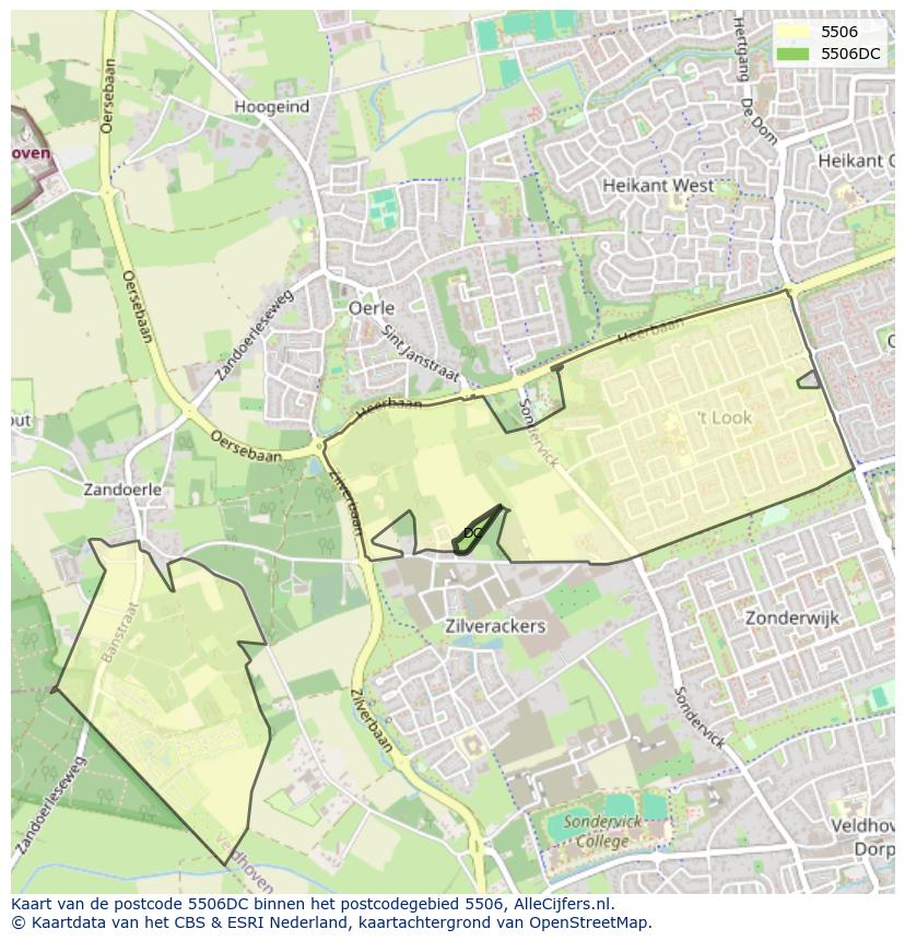 Afbeelding van het postcodegebied 5506 DC op de kaart.