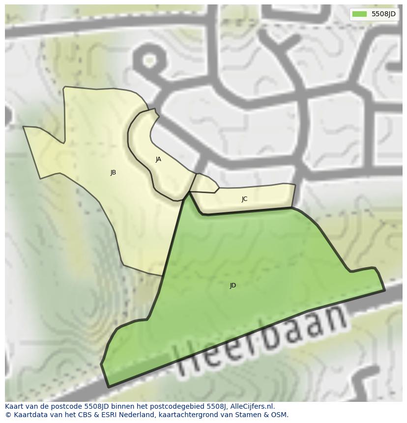 Afbeelding van het postcodegebied 5508 JD op de kaart.
