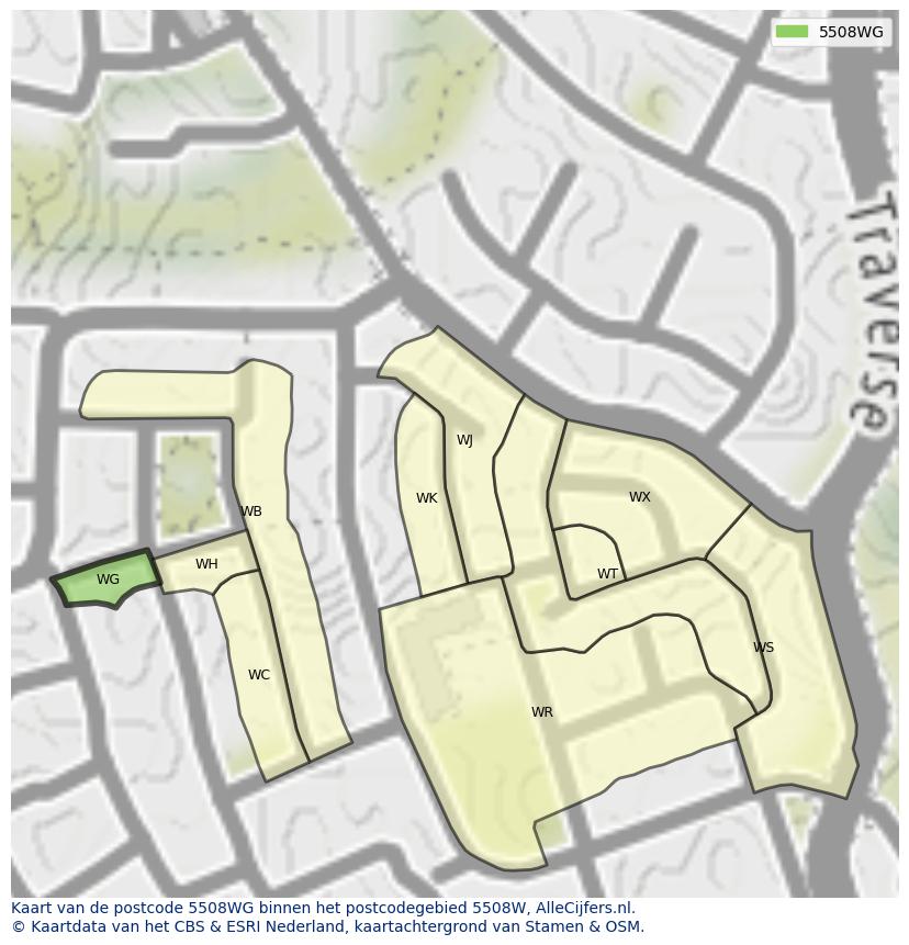 Afbeelding van het postcodegebied 5508 WG op de kaart.