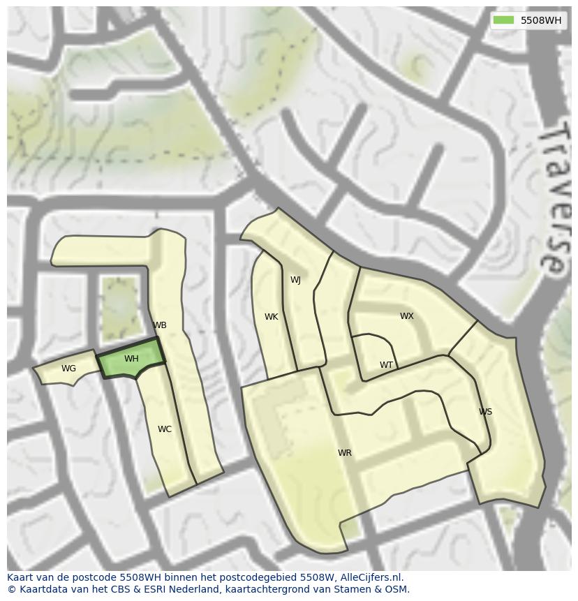 Afbeelding van het postcodegebied 5508 WH op de kaart.