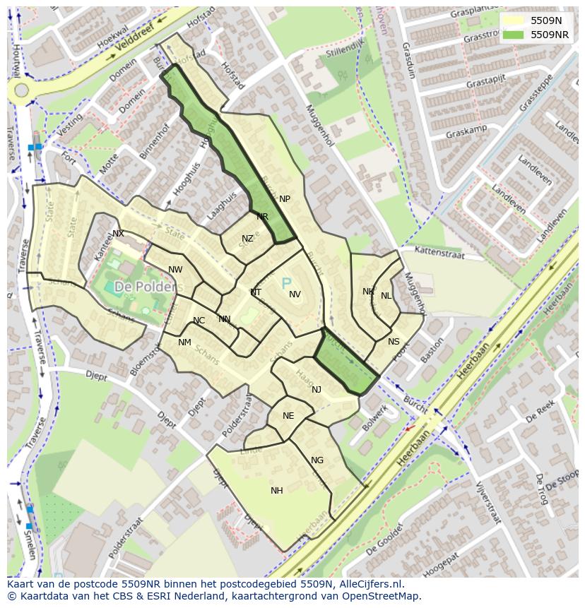 Afbeelding van het postcodegebied 5509 NR op de kaart.