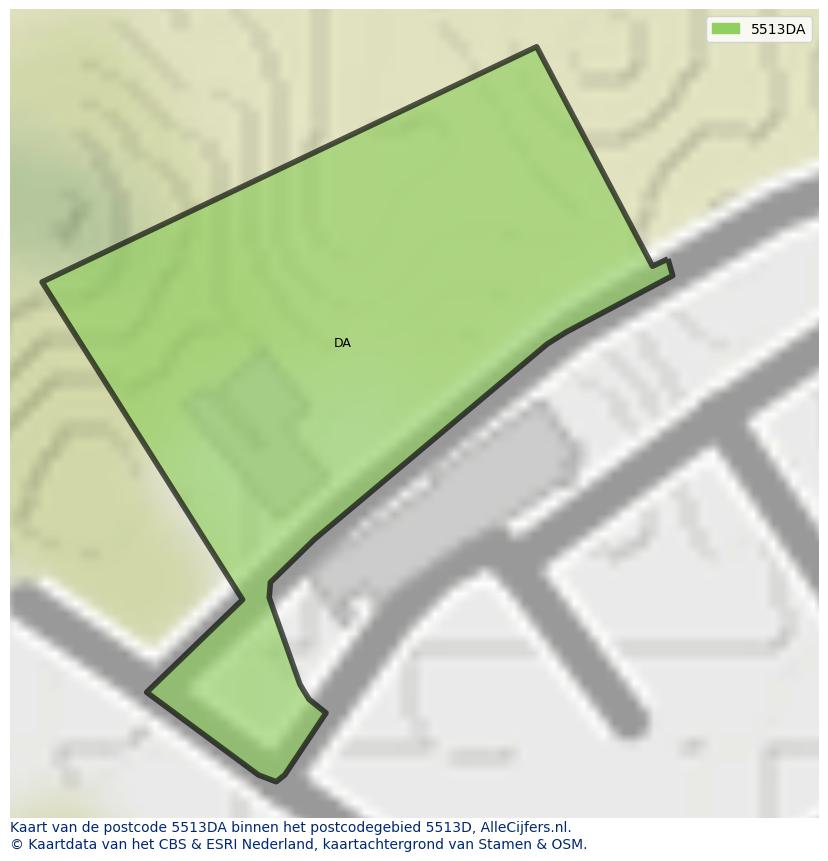 Afbeelding van het postcodegebied 5513 DA op de kaart.