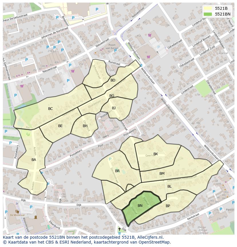 Afbeelding van het postcodegebied 5521 BN op de kaart.
